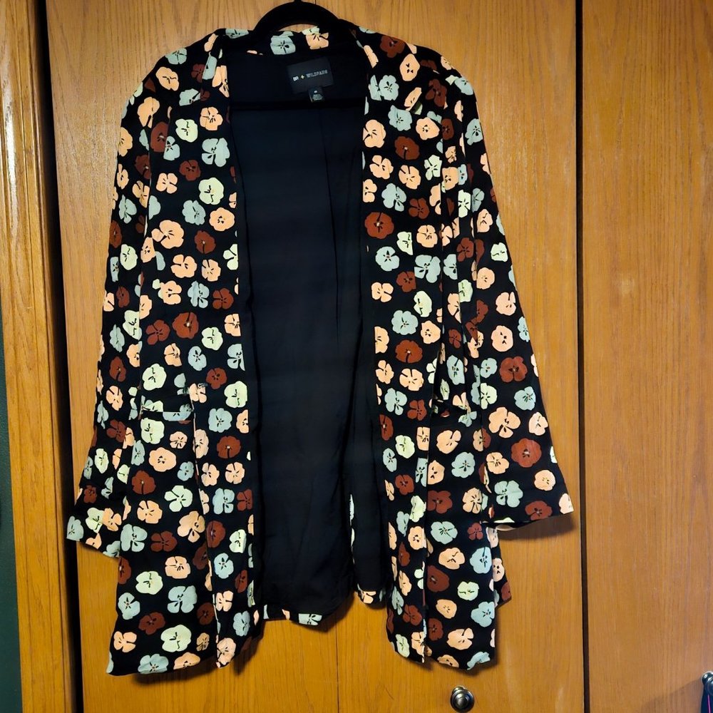 BP. + WILDFANG Women's Plus Size One-Button Black Floral Blazer size 4X